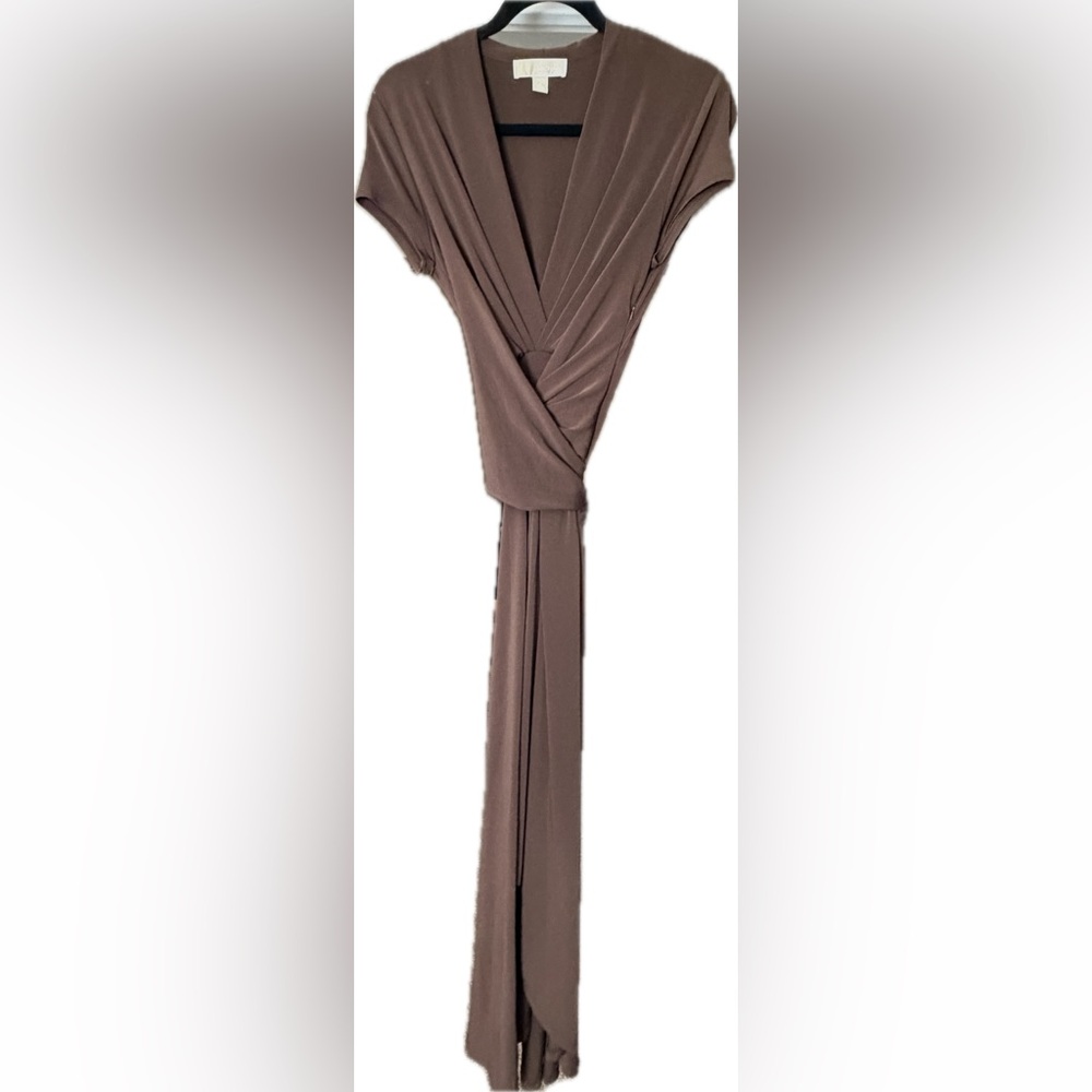 Michael Kors Brown Fabric with Gold Accentwrap around soft silky dress